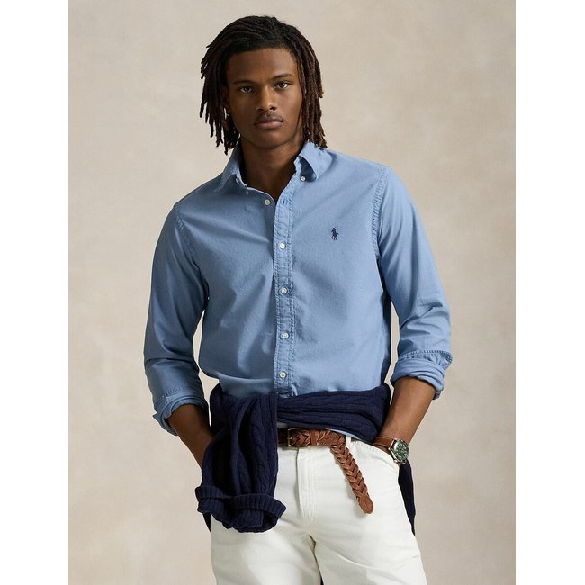 Slim Fit Chino Shirt with Logo Embroidery - POLO RALPH LAUREN