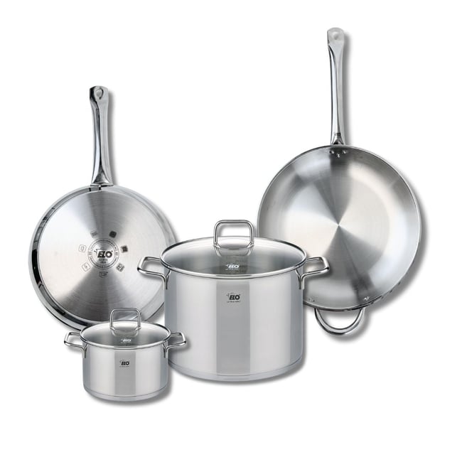 Batterie 2 poêles 28/32cm + 2 faitouts 16/26cm PROFI CITRIN inox <span itemprop=