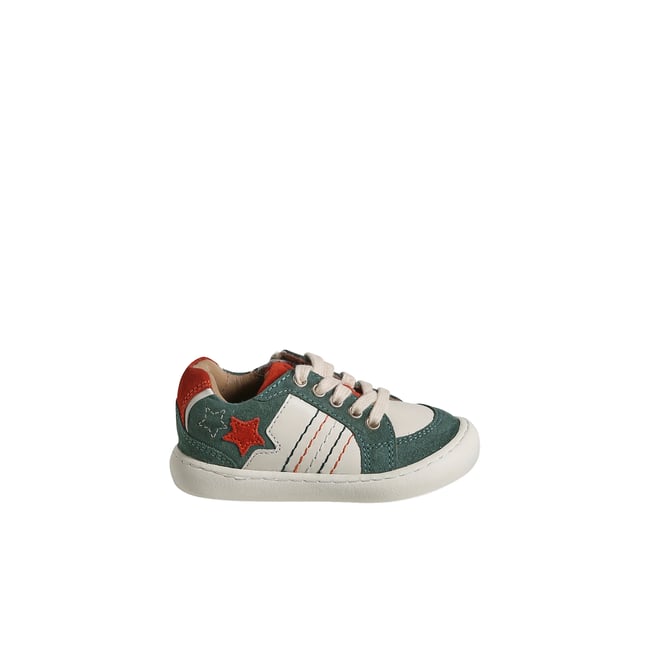 Baskets cuir bébé lacées et zippées écru <span itemprop=