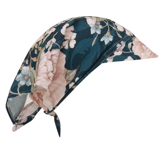 Casquette bandana bébé en bambou ELODIE bleu <span itemprop=