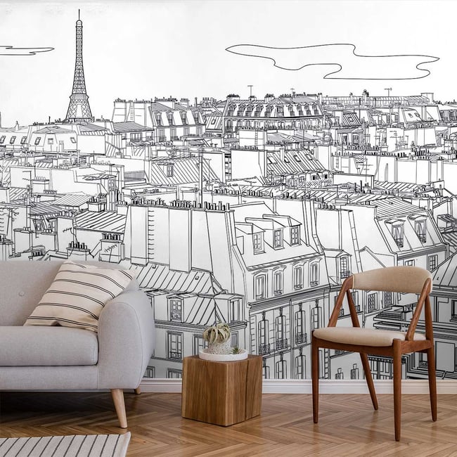 Papier peint les toits de Paris Couleur intissé <span itemprop=
