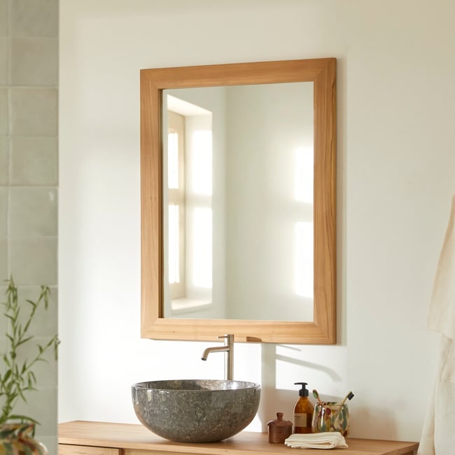 Miroir en Teck massif, TONA Couleur naturel <span itemprop=