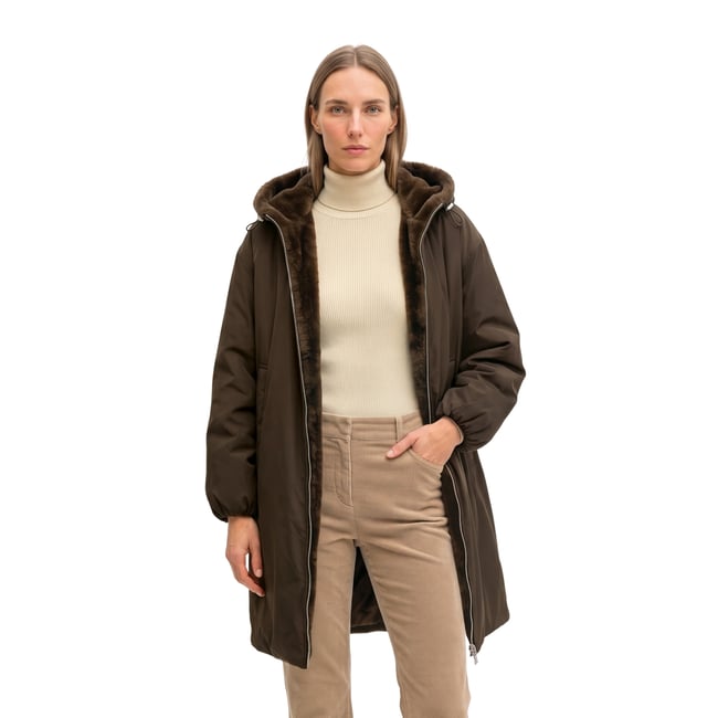 Veste réversible  relaxed en polyester recyclé marron <span itemprop=