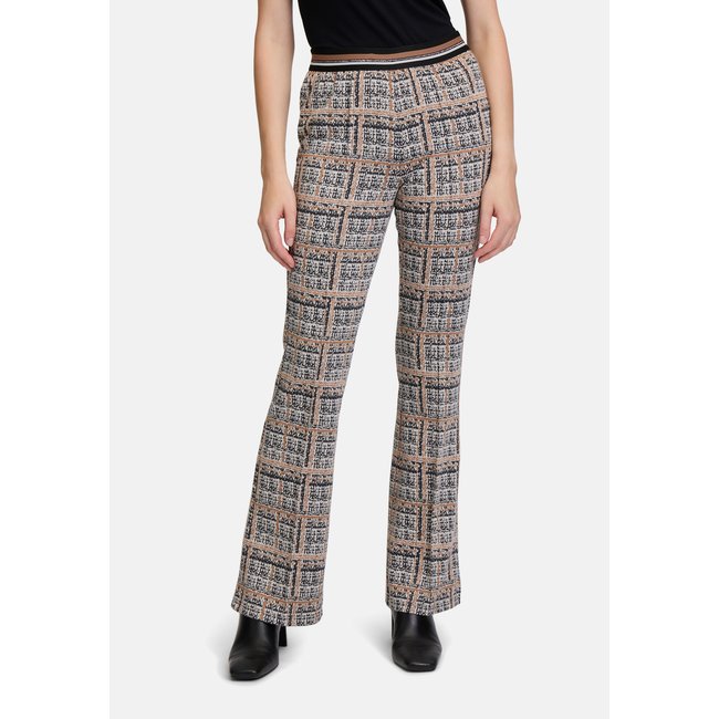 Pantalon à carreaux coupe slim fit gris/beige <span itemprop=
