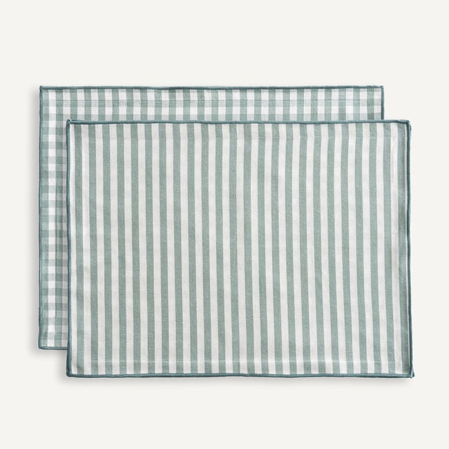 Lot de 2 sets de table, 30% coton recyclé, tissé-teint, SOIZIC - LA REDOUTE INTERIEURS