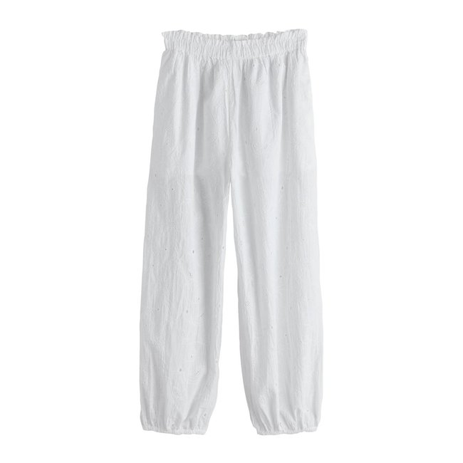 Pantalon bouffant brodé blanc <span itemprop=