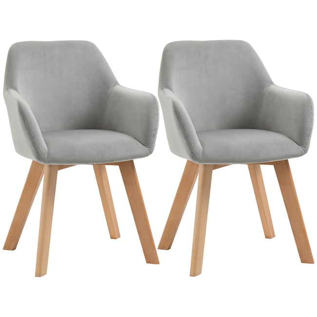 Chaise de salle à manger Tissu polyester gris <span itemprop=