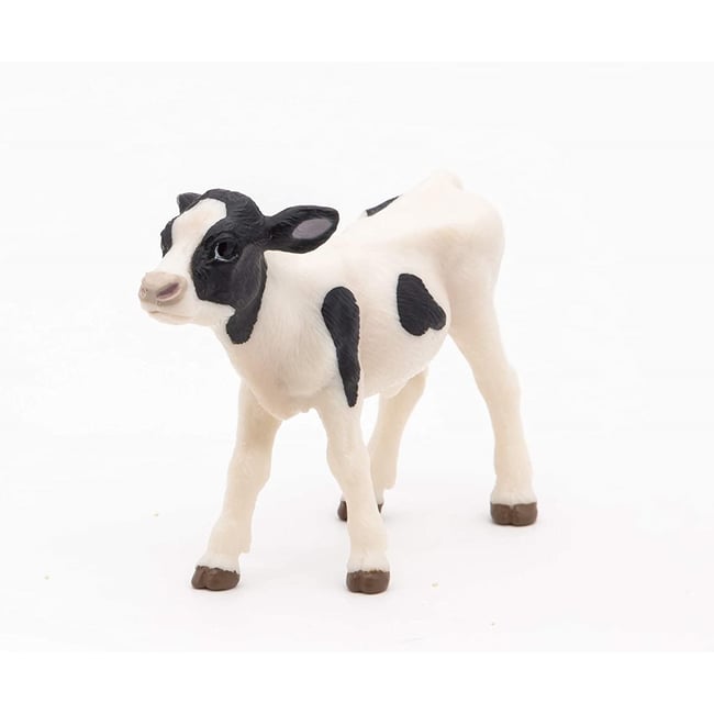 Figurine Veau noir et blanc blanc <span itemprop=
