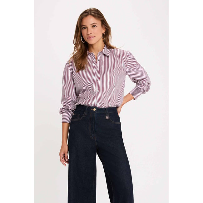 Chemise rayée strass multicolore <span itemprop=