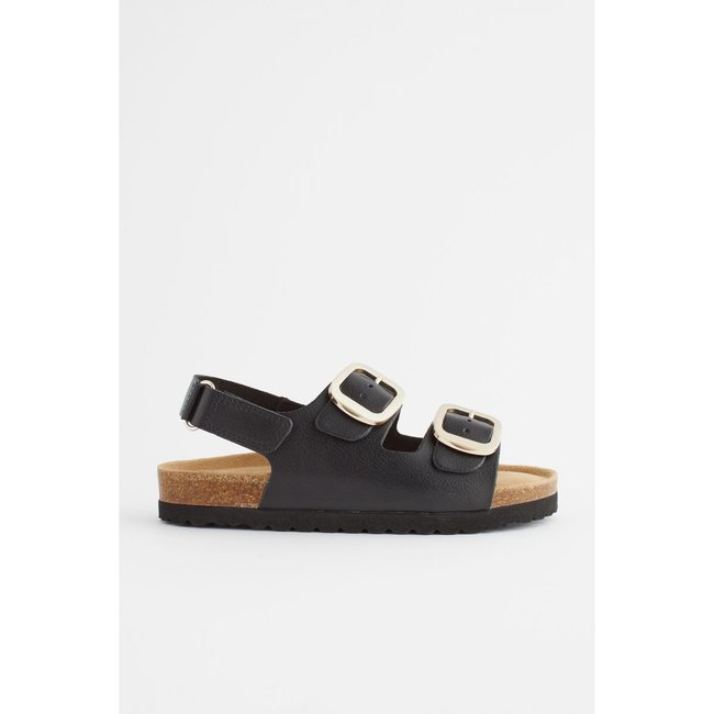 Sandales à 2 brides avec liègepointure large noir <span itemprop=