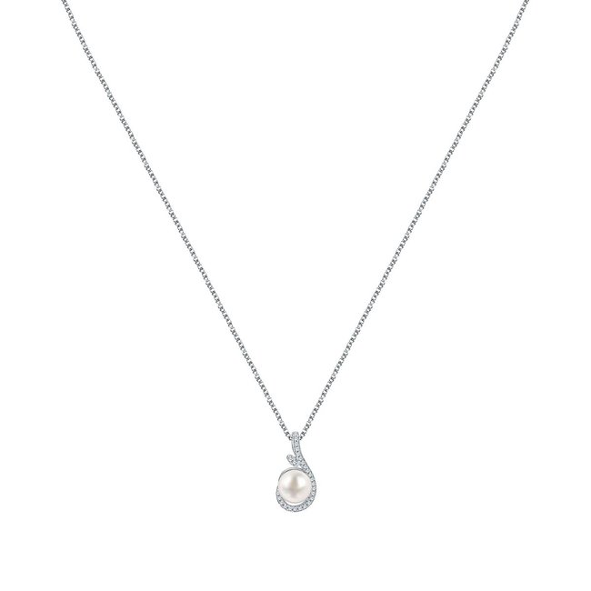 Collier en argent 925 et perle argent et blanc <span itemprop=