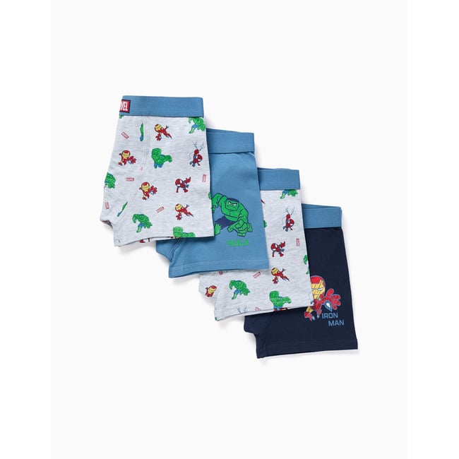 Lot de 4 boxers en coton avec imprimés Marvel multicolore <span itemprop=