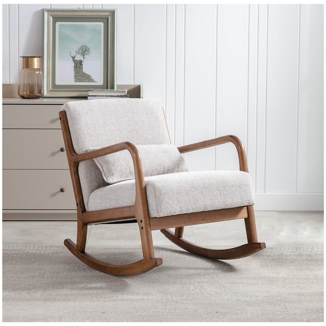 Ezra Chunky Chenille Rocking Chair, natural, SO'HOME