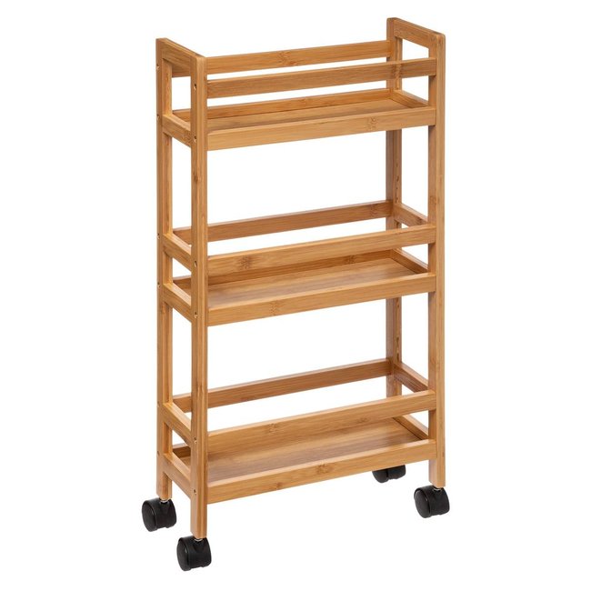 Desserte étroite 3 niveauxà roulettes Couleur beige <span itemprop=