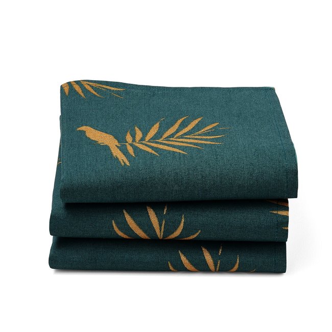 3er-Pack gemusterte Servietten Cancun grün/goldfarben <span itemprop=