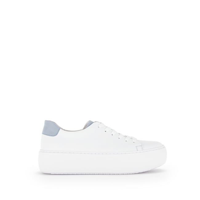 Baskets en cuir lisse à talon plat blanc <span itemprop=