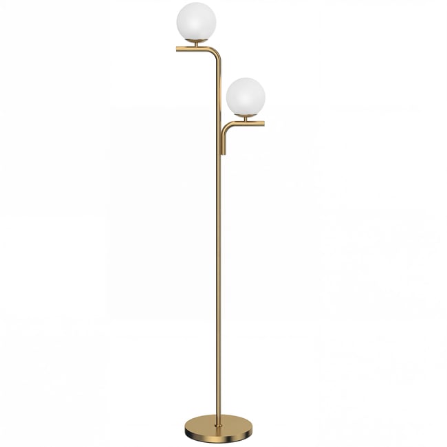 Lampadaire Acier Or Couleur doré, blanc laiteux <span itemprop=