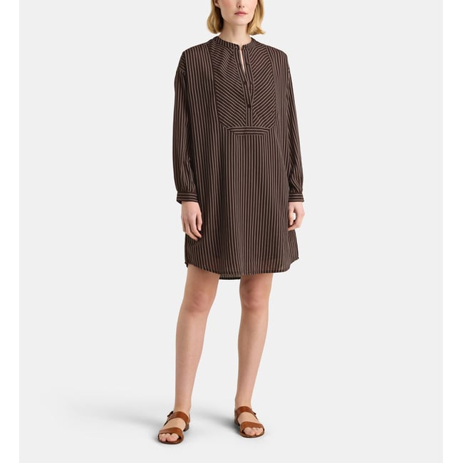 Robe tunique emily ray en coton bio blanc et marron <span itemprop=
