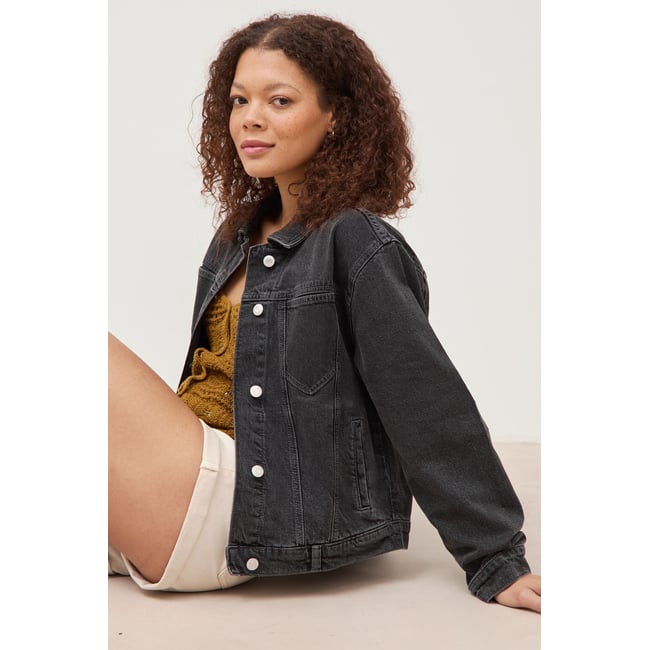 Veste oversize en jean denim gris <span itemprop=