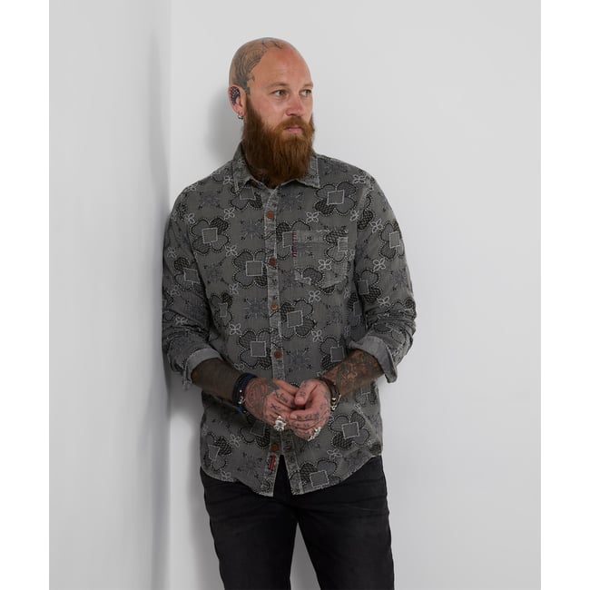 Chemise Brodée Enforcer gris <span itemprop=