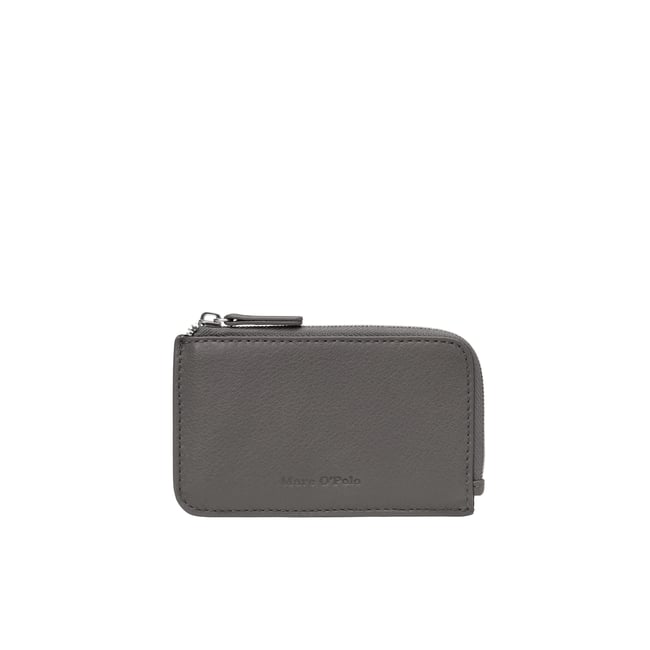 Porte-monnaie en cuir de vache pur gris foncé <span itemprop=