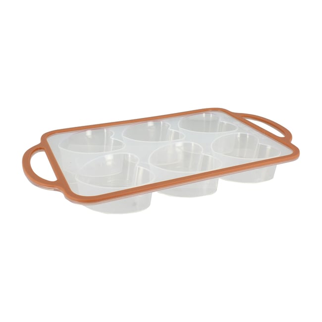 Moule à 6 pâtisseries coeur en silicone et acier carbone, MADY orange-transparent <span itemprop=