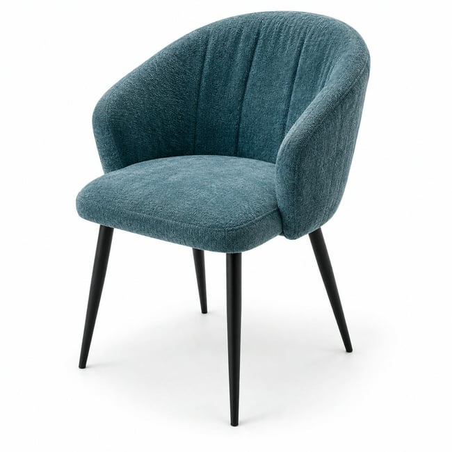 Chaise dossier rond tissu bleu (lot de 2) IENA Couleur bleu <span itemprop=