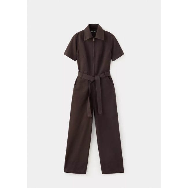 Combinaison jean ceinture chocolat <span itemprop=