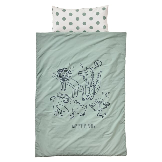 Couchage de sieste maternelle Minili vert sauge <span itemprop=