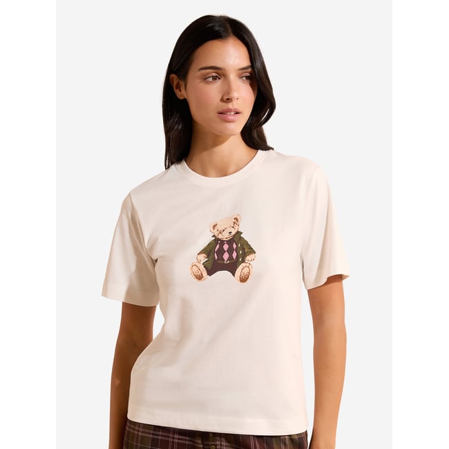 T-shirt avec motif en coton HYPSOS ecru <span itemprop=