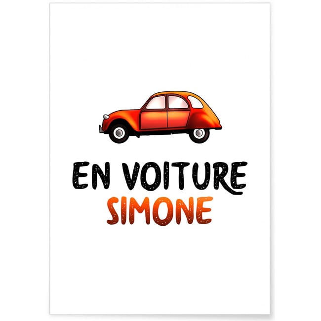 Affiche 'En voiture Simone' Couleur blanc <span itemprop=