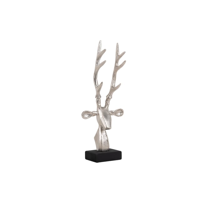 Ornement Aluminium REINDEER HEAD Couleur argent brossé <span itemprop=