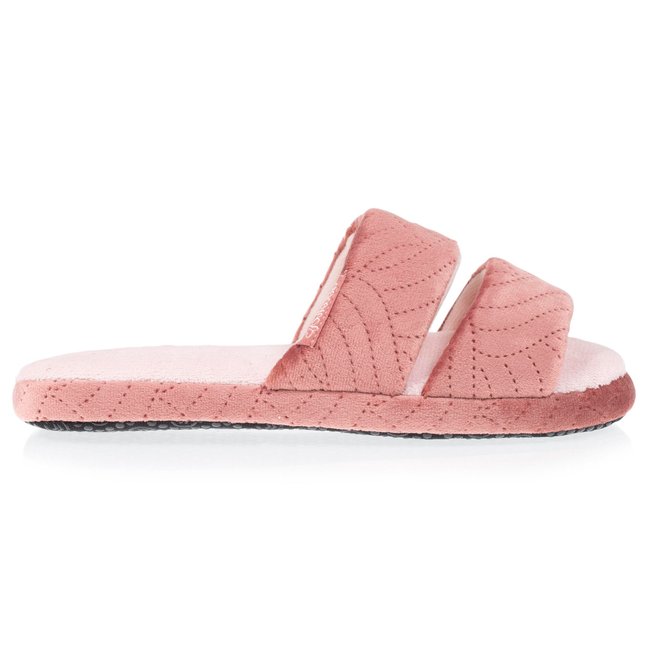 Chaussons extra-light en microvelours et semelle à picots antidérapants rose <span itemprop=