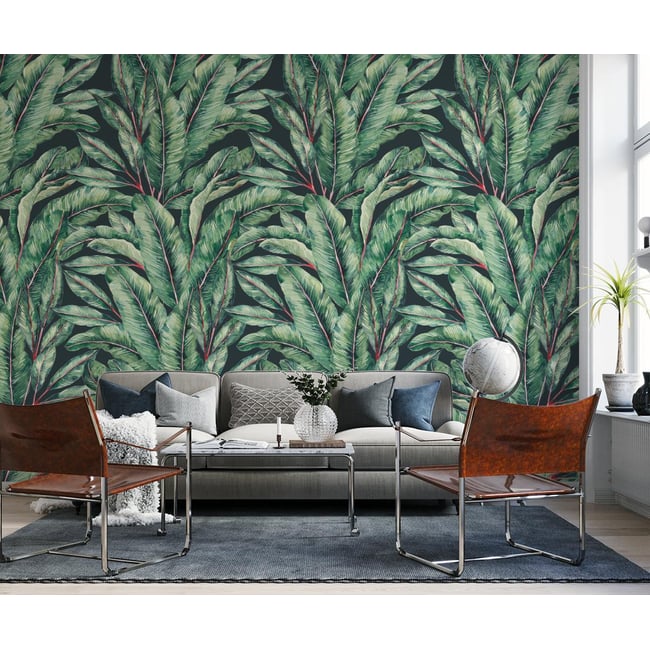 Papier peint - Feuilles tropicales - Exotica - 170x260 cm (l x h) Couleur brun <span itemprop=