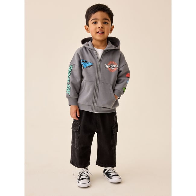 Sweat imprimé hot wheels fermeture éclair gris anthracite <span itemprop=
