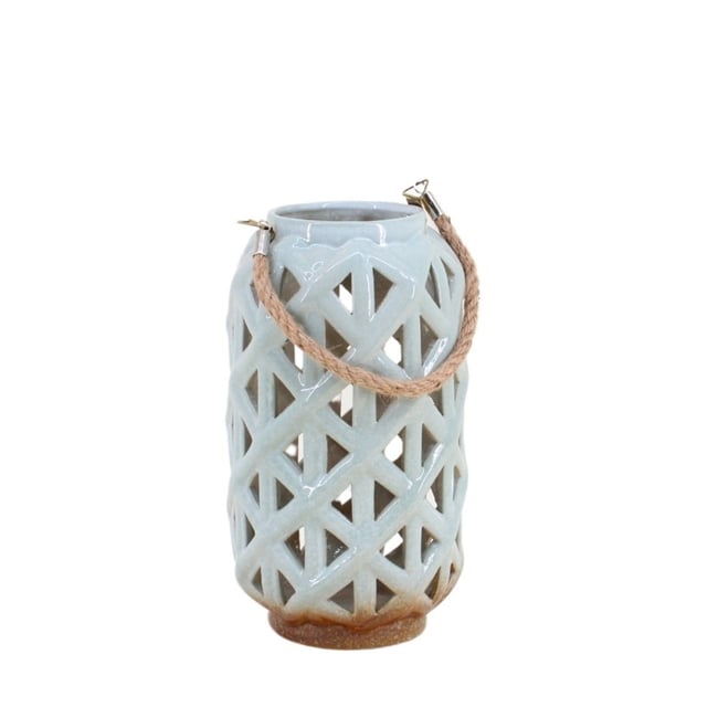 Lanterne en céramique 25cm Couleur vert <span itemprop=