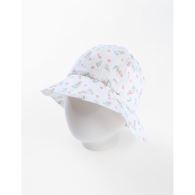 Chapeau imprimé fleuri, blanc <span itemprop=