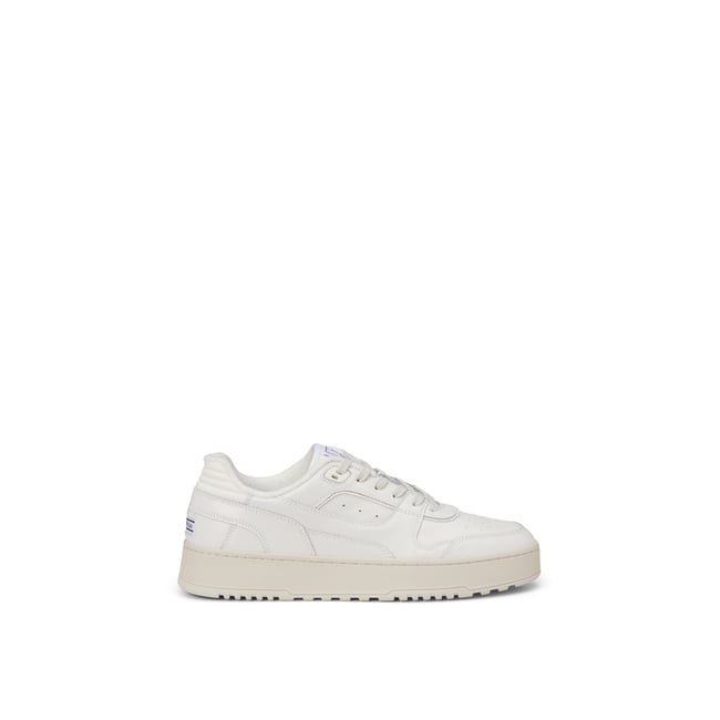 Baskets Modèle Carlo en cuir de vache noble blanc naturel <span itemprop=