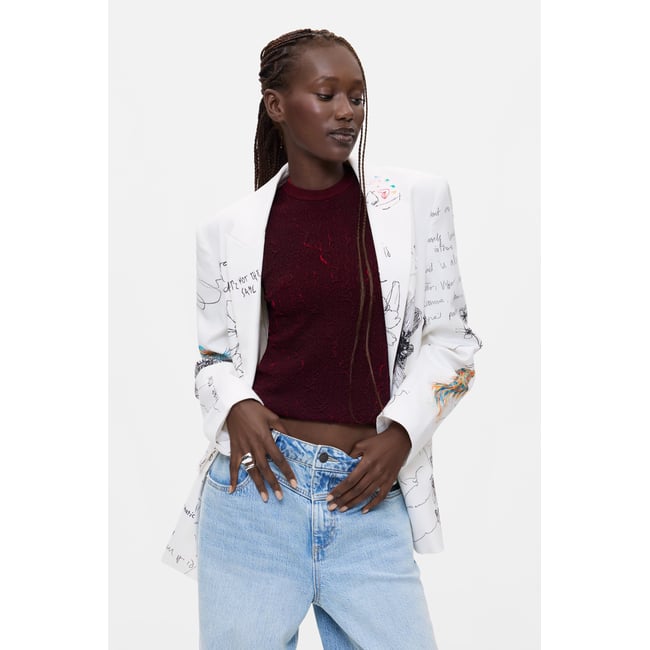 Manteau à imprimé fleuri beige <span itemprop=