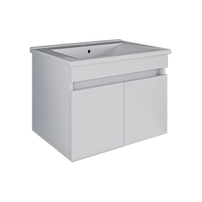 Meuble sous vasque suspendu 65 cm, 2 portes + vasque LAO - PIER IMPORT