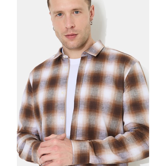 Chemise en coton DANNY marron <span itemprop=