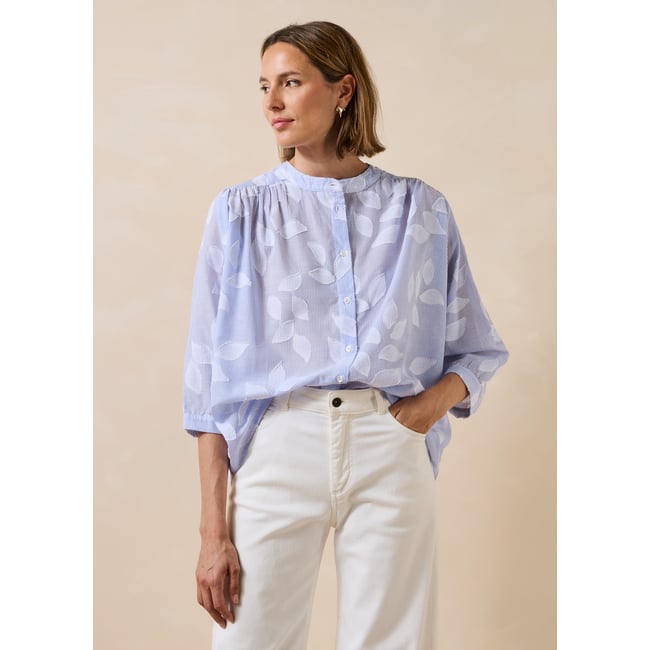 Chemisier en coton fleuri manches 3/4 - LA FEE MARABOUTEE