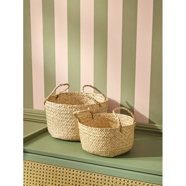 Panier en rotin par lot de 2 Couleur beige clair uni <span itemprop=