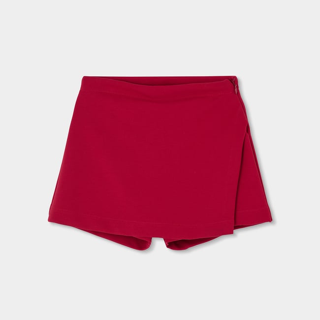 Jupe-culotte en maille grenat <span itemprop=