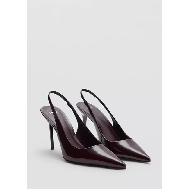 Chaussures à talon en cuir vernis - MANGO