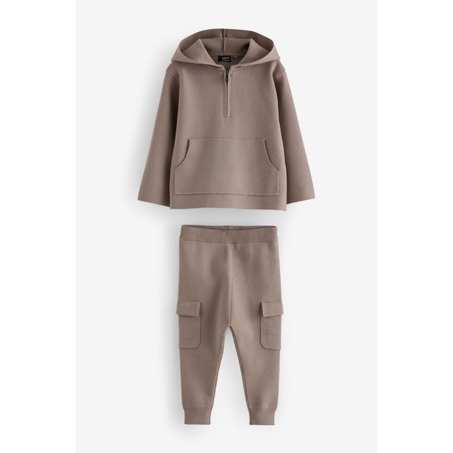 Sweat à capuche zippé et pantalon de jogging naturel <span itemprop=