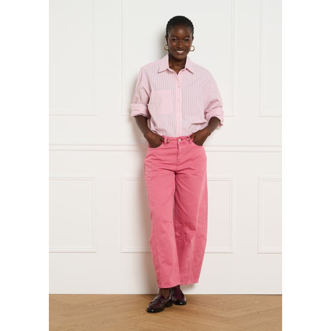 Pantalon barrel rose <span itemprop=