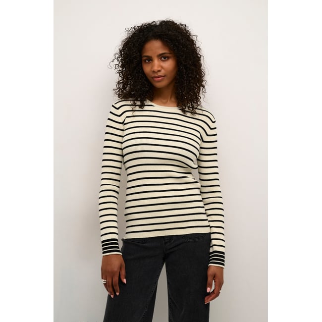 Knitted pullover blanc turtledove/noir rayé <span itemprop=