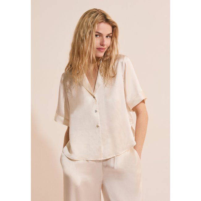 Chemise de pyjama manches courtes en soie PEARLY - ETAM
