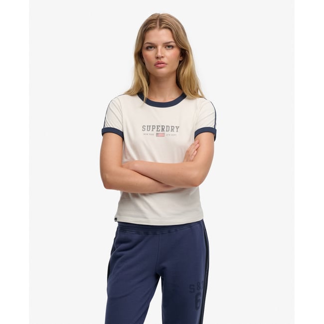 T-shirt ringer à motif Athletic Essentials blanc cassé <span itemprop=